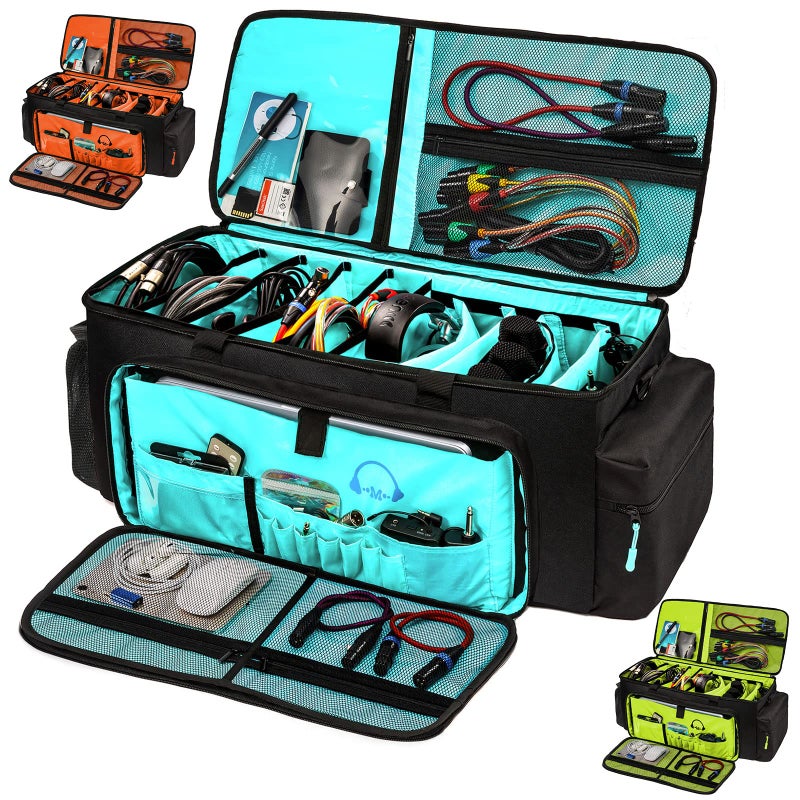 MYBAGZING Dj Cable Bag24 Large Dj Cable File BagDj Cabel Organizer CaseTravel Gig BagDJ Gear Bag for Dj AccessoriesDj Equipment Case with Padded Bottom and Divdiers - Image 2