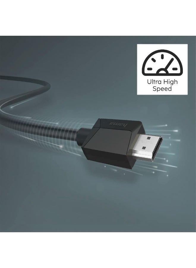 هاما كابل HDMI بدقة 4K من هاما (كابل HDMI عالي السرعة مع منفذ إيثرنت، كابل HDMI بدقة 4K، طول 5 أمتار، موصل ذكر-ذكر، كابل إيثرنت HEC، إرجاع الصوت، HDR، سرعة نقل بيانات 18 جيجابت في الثانية، تردد 600 ميجاهرتز، دقة 4096×2160، محمي) أسود - Image 4