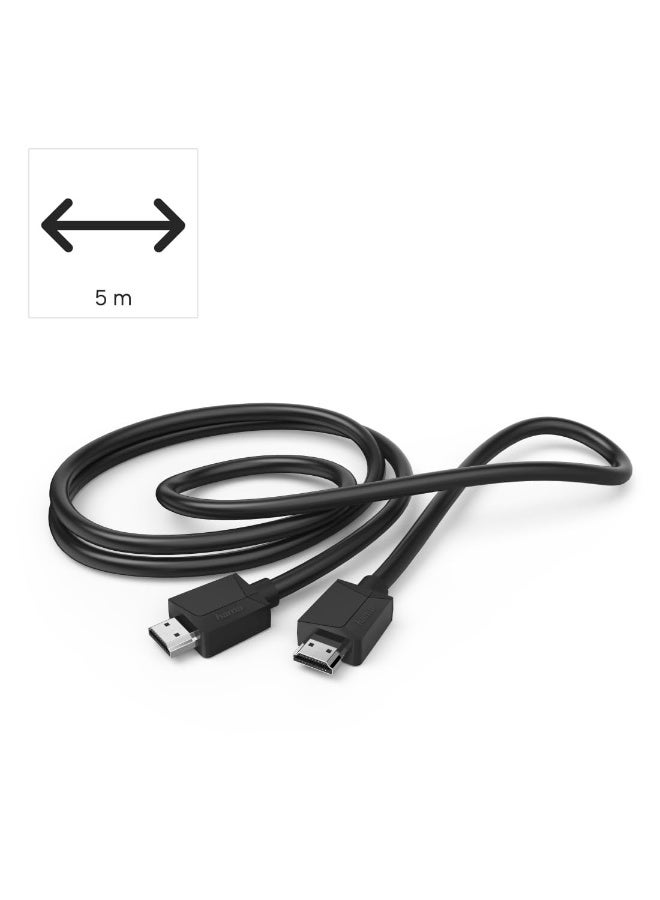 هاما كابل HDMI بدقة 4K من هاما (كابل HDMI عالي السرعة مع منفذ إيثرنت، كابل HDMI بدقة 4K، طول 5 أمتار، موصل ذكر-ذكر، كابل إيثرنت HEC، إرجاع الصوت، HDR، سرعة نقل بيانات 18 جيجابت في الثانية، تردد 600 ميجاهرتز، دقة 4096×2160، محمي) أسود - Image 5