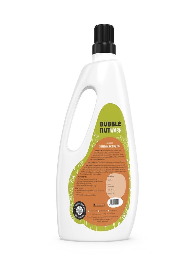 BubbleNut Wash Natural And Organic Dishwash Liquid (1000 ml), Soap nuts based, Green, Baby safe, Dish washing liquid - Image 2