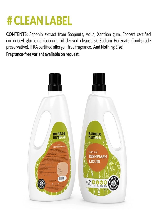 BubbleNut Wash Natural And Organic Dishwash Liquid (1000 ml), Soap nuts based, Green, Baby safe, Dish washing liquid - Image 5