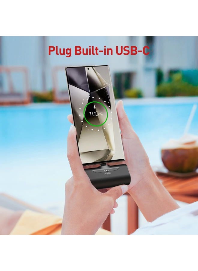 iWalk Small USB-C Portable Charger, 4500mAh Portable Charger for iPhone 16/15 16 Plus 16 Pro Max Mini Power Bank for Samsung Galaxy S25 S24 S23, Z Flip 5, Note, Moto, LG, Google Pixel, Black - Image 3