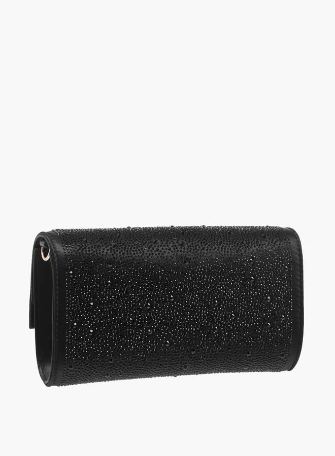 Celeste Women Embellished Crossbody Bag with Chain Strap and Magnetic Button Closure