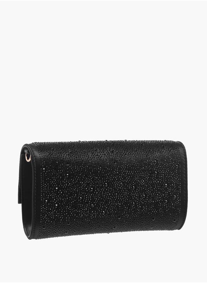Celeste Women Embellished Crossbody Bag with Chain Strap and Magnetic Button Closure  - Image 3