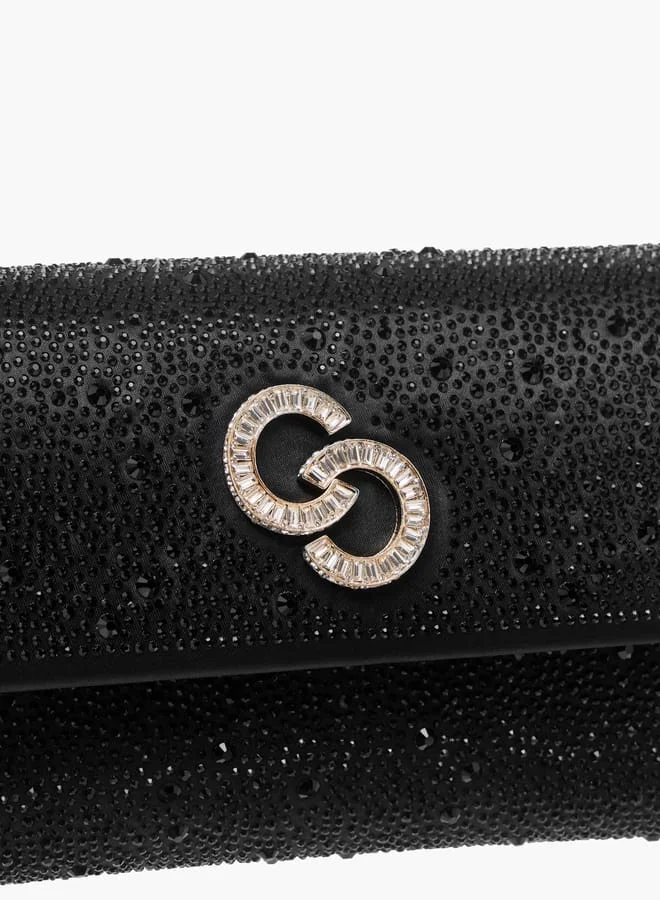 Celeste Women Embellished Crossbody Bag with Chain Strap and Magnetic Button Closure