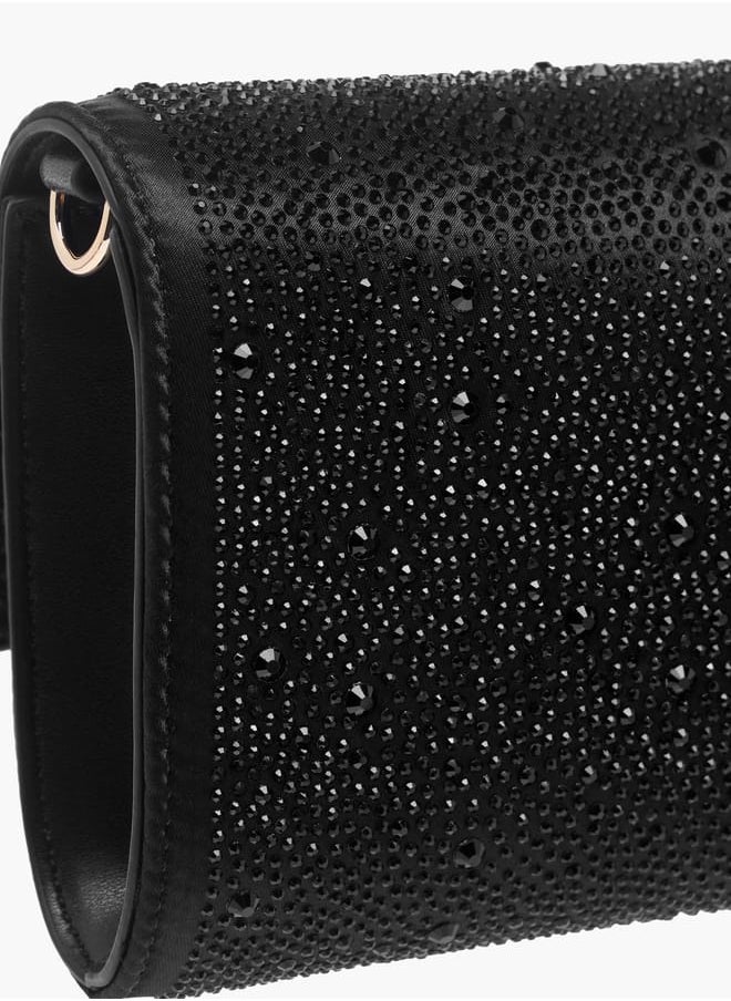 Celeste Women Embellished Crossbody Bag with Chain Strap and Magnetic Button Closure  - Image 5