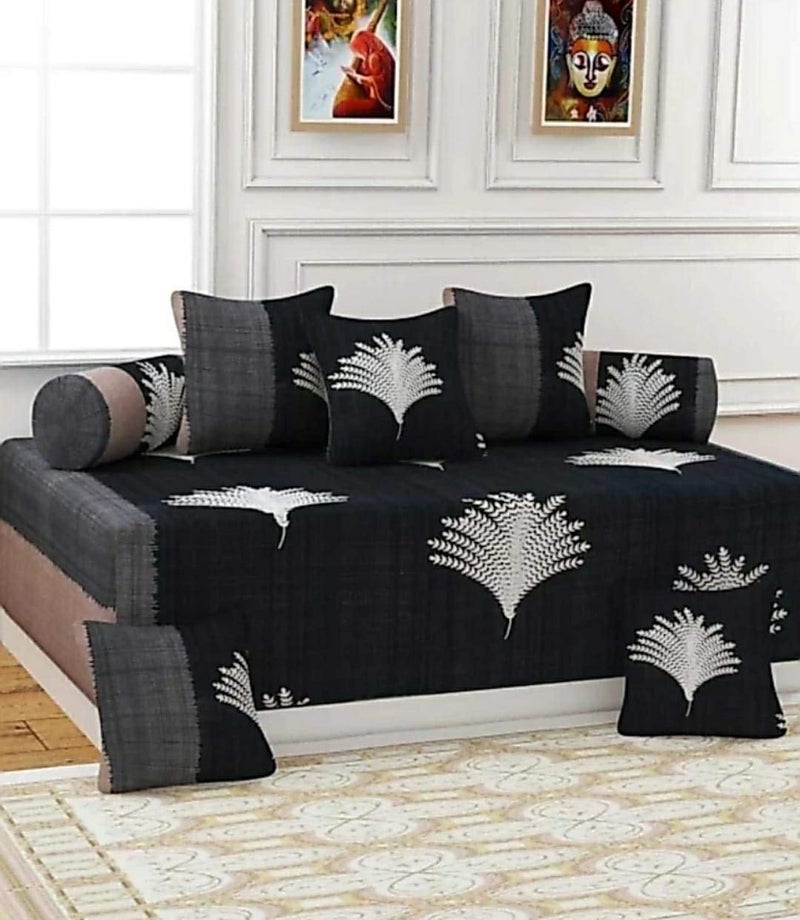 KIAAKSH KIAAKSH Premium Look Diwan Set of 8 Pieces 1 Single Bedsheet Size 60 X 90 in 2 Booster Covers Size Standard 5 Cushion Covers Size 16 X 16 in Combo Pack of 8 DSG19  - Image 4