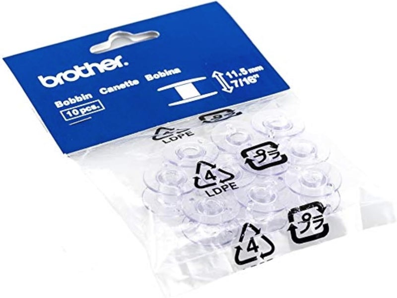 brother Sewing and Embroidery Bobbins 10-Pack, SA156,Clear, 11.5 mm - Image 1
