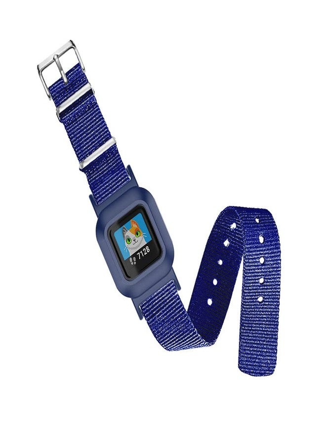 C2D JOY One Sheet Nylon Strap Compatible with Garmin vivofit jr 3 Fitness Tracker Bands Replacement with Case Nylon Classic Wristband - Midnight Blue - Image 1