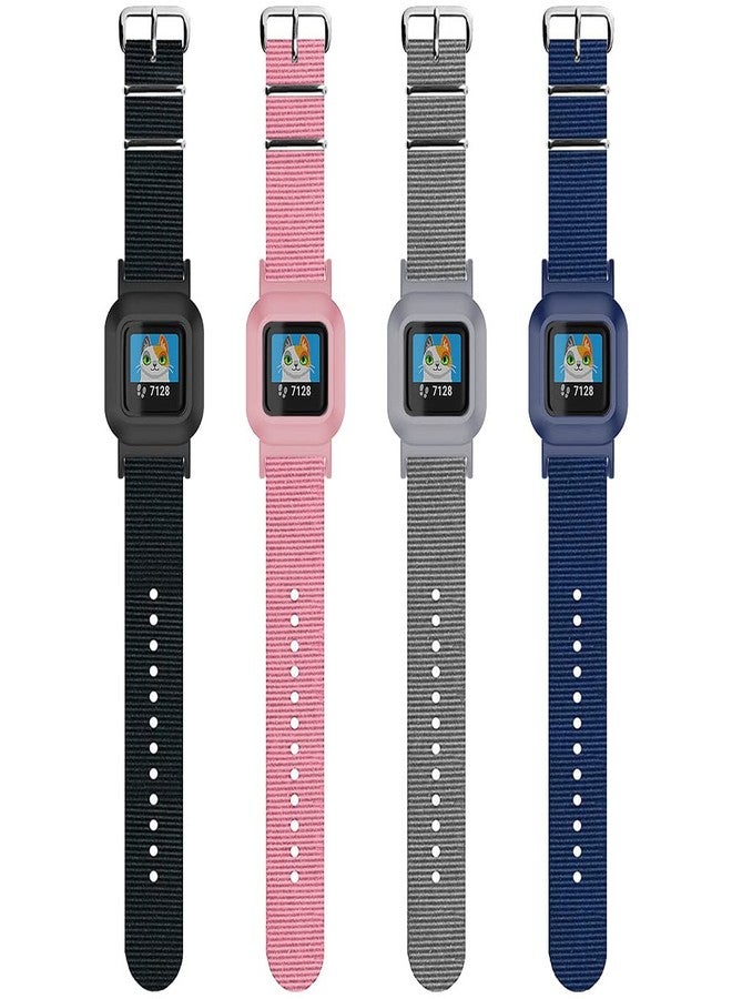 C2D JOY One Sheet Nylon Strap Compatible with Garmin vivofit jr 3 Fitness Tracker Bands Replacement with Case Nylon Classic Wristband - Midnight Blue - Image 2