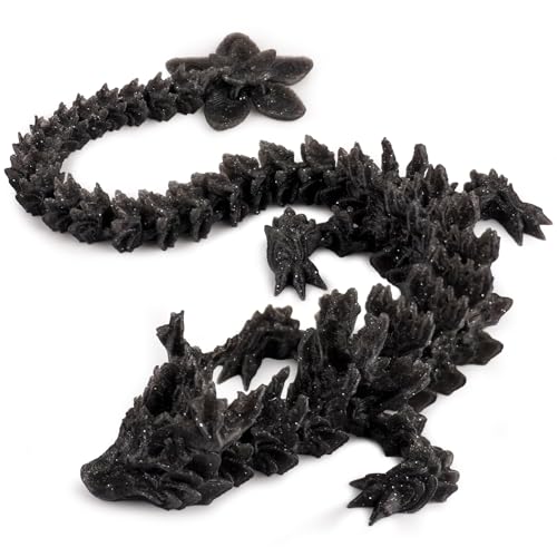 Outgoto 3D Printed Cherry Blossom Dragon 118in Realistic Articulated Dragon Fidget Toy Desk Dcor and Collectible Obsidian Bloom - Image 1