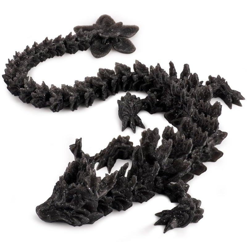 Outgoto 3D Printed Cherry Blossom Dragon 118in Realistic Articulated Dragon Fidget Toy Desk Dcor and Collectible Obsidian Bloom - Image 3