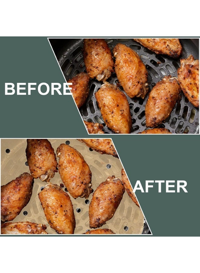 200Pcs 8.5 Inch Square Perforated Air Fryer Liners, Non-Stick Parchment Paper Sheets for Air Fryer, Steamer, Baking Pan, Heat Resistant Food Grade Bamboo Steamer Paper - Image 4