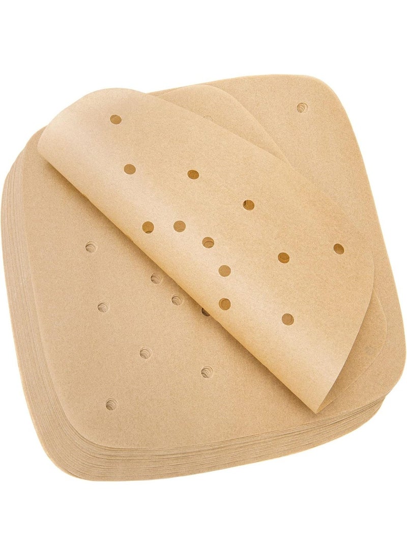 200Pcs 8.5 Inch Square Perforated Air Fryer Liners, Non-Stick Parchment Paper Sheets for Air Fryer, Steamer, Baking Pan, Heat Resistant Food Grade Bamboo Steamer Paper - Image 1