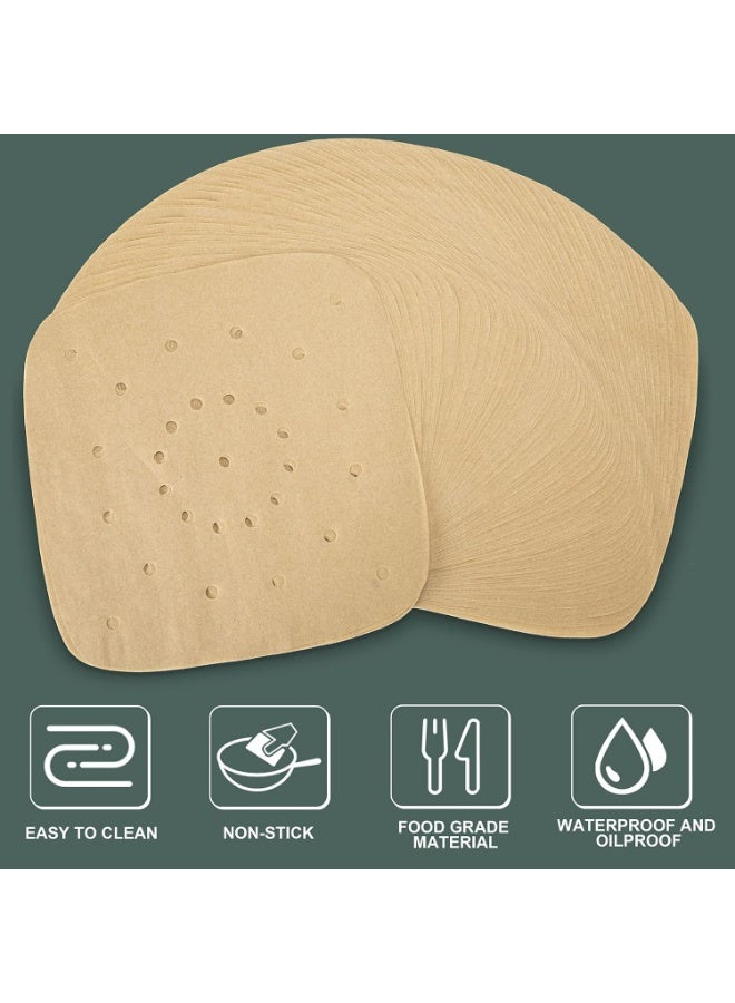 200Pcs 8.5 Inch Square Perforated Air Fryer Liners, Non-Stick Parchment Paper Sheets for Air Fryer, Steamer, Baking Pan, Heat Resistant Food Grade Bamboo Steamer Paper - Image 3