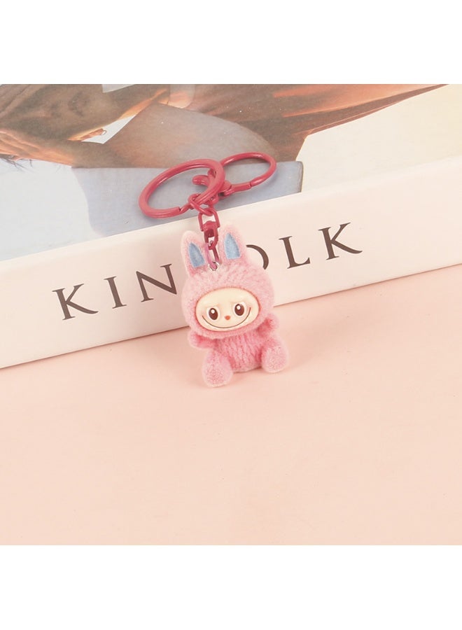 NIBEMINENT Resin Cartoon Cute Flocking LABUBU Keychain, Pendant Doll Accessory Key Chain Gift 