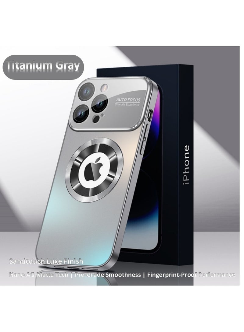 Stylish Large Window Case for iPhone 16 Pro Max - Compatible with MagSafe Slim Matte Finish Shockproof Phone Case with Showcase, Full Camera Lens Protection, Anti-Fingerprint Dustproof TPU Cover (Grey) - Image 2