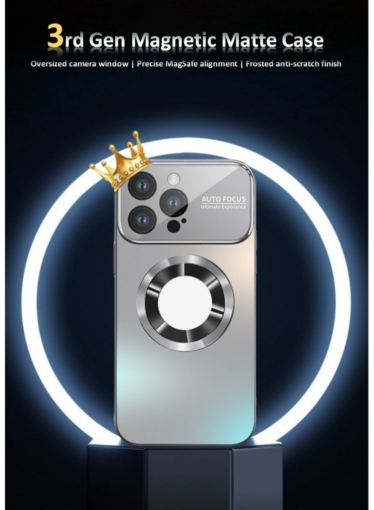 Stylish Large Window Case for iPhone 16 Pro Max - Compatible with MagSafe Slim Matte Finish Shockproof Phone Case with Showcase, Full Camera Lens Protection, Anti-Fingerprint Dustproof TPU Cover (Grey) - Image 3