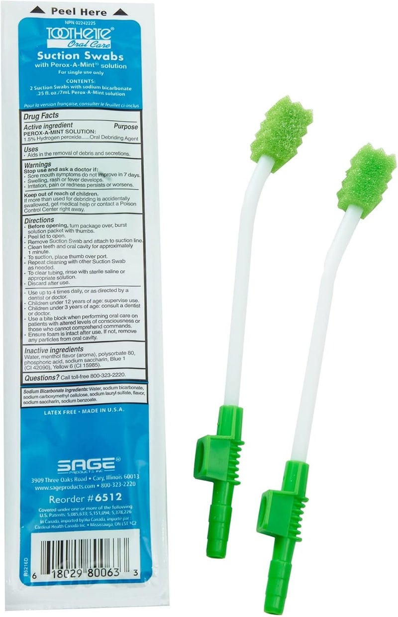 Sage نظام مسحات الشفط للاستخدام الفردي للعناية بالفم من توثيت® مع محلول بيروكسا-مينت - كل (1 نظام/عبوة) - Image 1