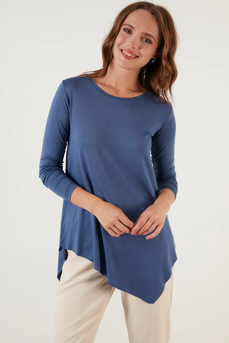 Lela Asymmetrical Cut Crew Neck Blouse Women's Blouse 5863545