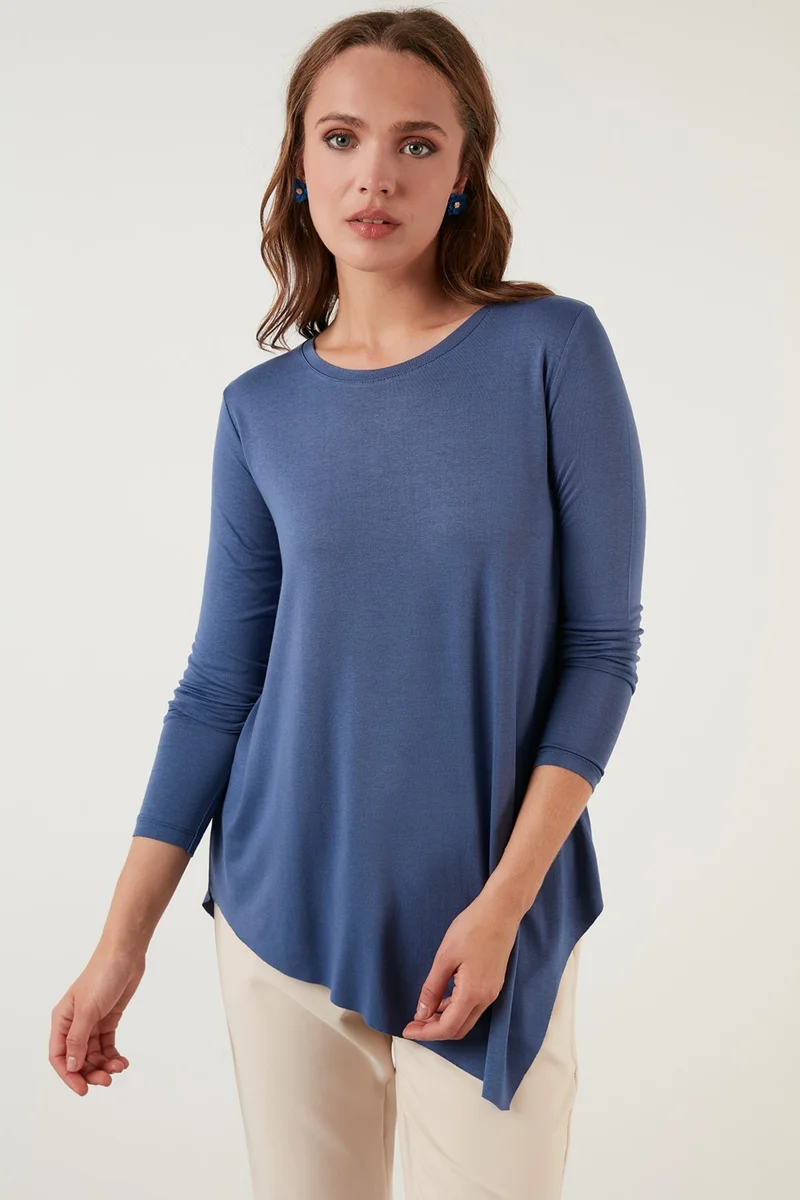 Lela Asymmetrical Cut Crew Neck Blouse Women's Blouse 5863545