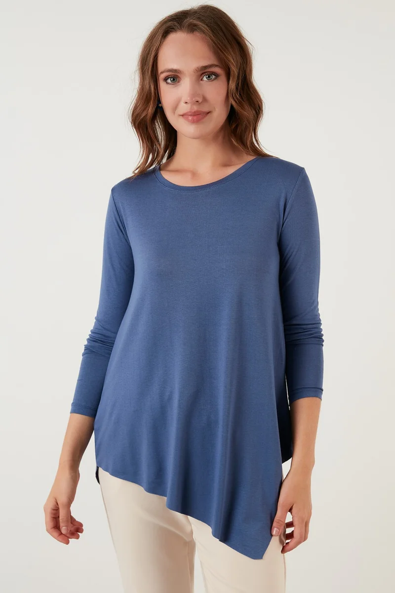 Lela Asymmetrical Cut Crew Neck Blouse Women's Blouse 5863545
