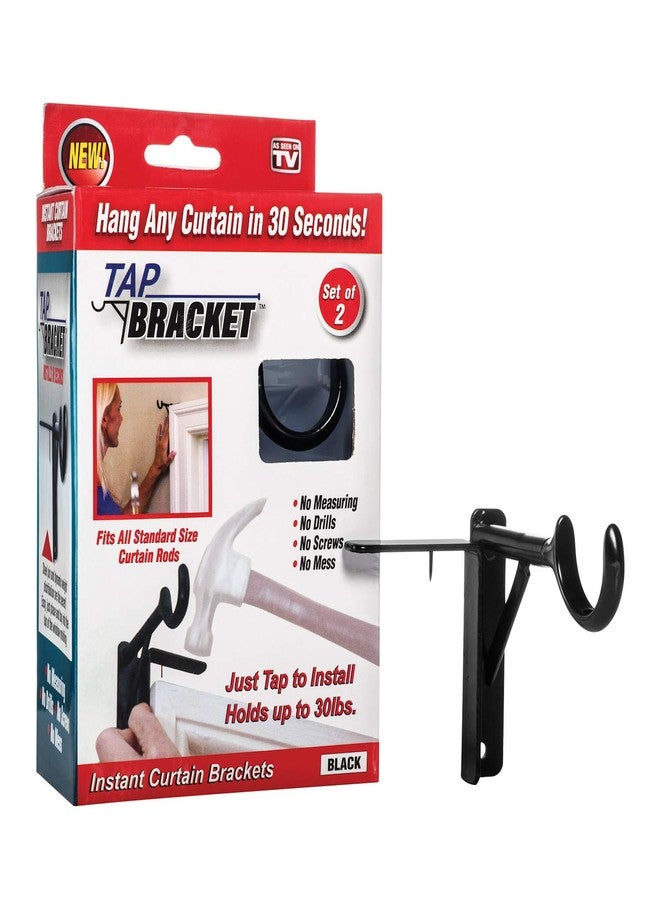 Spark Innovators Bronze Tap Bracket - Hang Curtains in 30 Seconds! No Drill Instant Curtain Rod Brackets - Fits 1.25", Holds 30 lbs, As Seen on TV, Set of 2 - Image 2