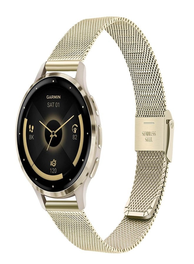 TRUMiRR Women Band for Venu 3S / Venu 4 41mm Smart Watch, Mesh Stainless Steel Watchband Soft Gold Strap for Garmin Venu 2S / Vivomove 3S / Forerunner 265S - Image 1