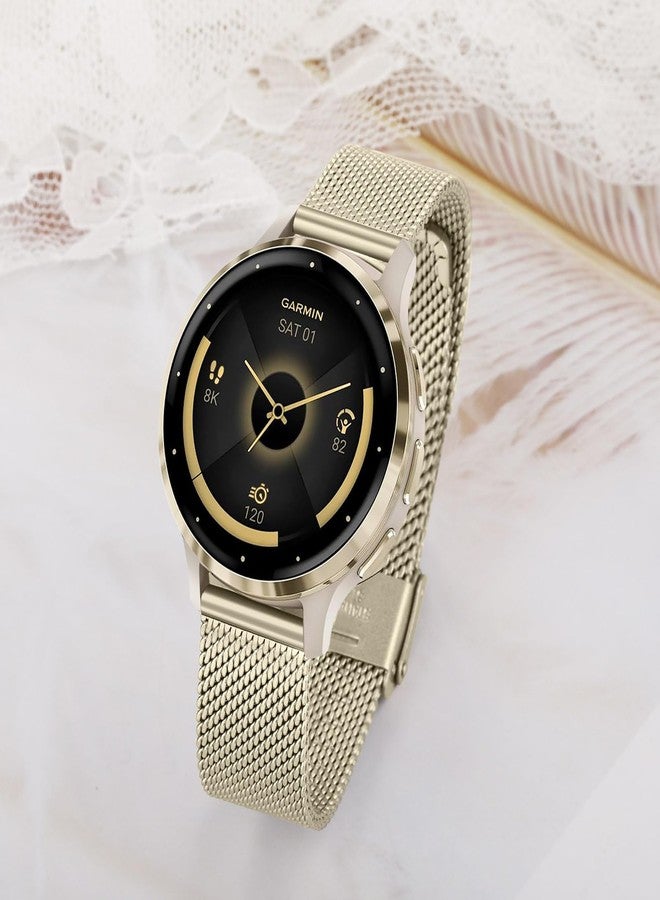 TRUMiRR Women Band for Venu 3S / Venu 4 41mm Smart Watch, Mesh Stainless Steel Watchband Soft Gold Strap for Garmin Venu 2S / Vivomove 3S / Forerunner 265S - Image 5