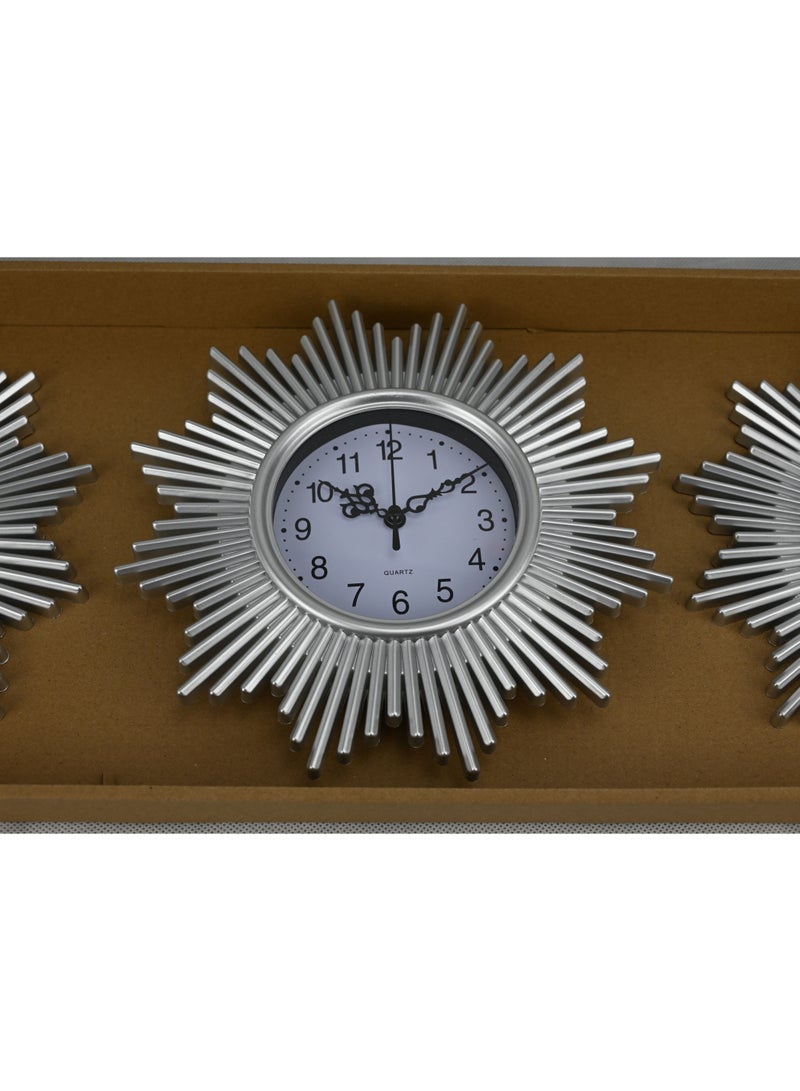 Decorative Wall Mirror With Clock Set Of 3 (Silver) For Wall Home Decoration Living Room Bedroom Wash Basin Craft Kitchen Hall  - Image 2