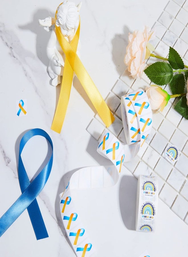 Epakh 1000 Pieces Down Syndrome Awareness Stickers Rainbow Blue and Yellow Ribbon Stickers Adhesive Down Syndrome Awareness Decal You Can Be Whatever You Want Envelopes Tag, 2 Roll - Image 4