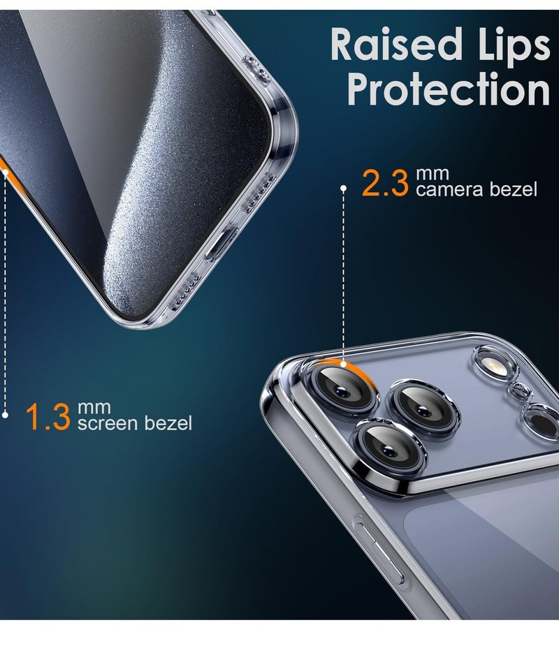 بورتوني جراب iPhone 17 Pro Max شفاف، نحيف مقاوم للخدش ومضاد للسقوط، جراب iPhone 17 Pro Max واقي مقاوم للصدمات لهاتف iPhone 17 Pro Max مقاس 6.9 بوصة - Image 3