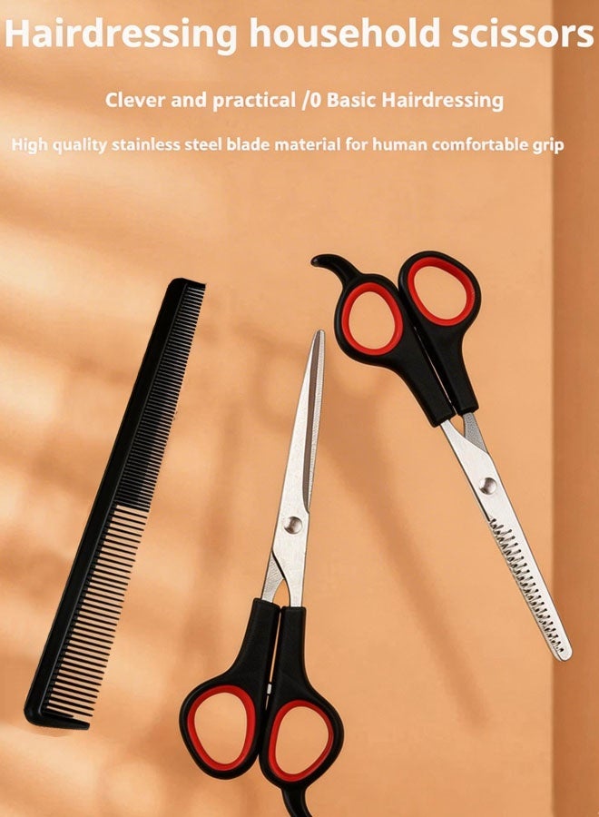 3 Pack Hair Scissors for all Hair Types, Hair Cutting Scissors & Thinning Shear Set with Comb Set, Suitable for Hairdressers, Barbers, Professionals, Personal Use - Image 2