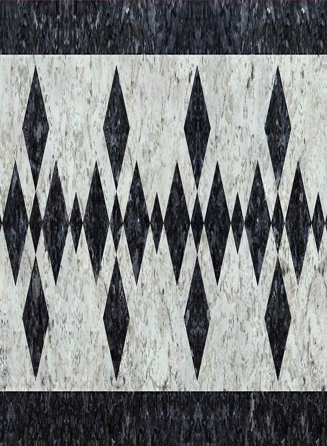 WallDesign Wallpaper Border - Sticker Geometric Rhombus Marbles Pattern - Glossy Laminated Waterproof PVC Roll - 3 inch by 10 ft - for Bathroom, Kitchen, Door, Floor Decoration - Image 1