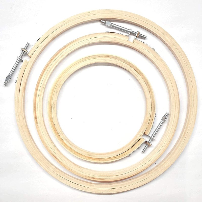 Homeistic Applience Homeistic Applience� Embroidery Accessories Wooden Hoop Ring 6, 7, 8 inch Number for Hand Work or Embroidery Work (Set of 3, Wooden)  - Image 3