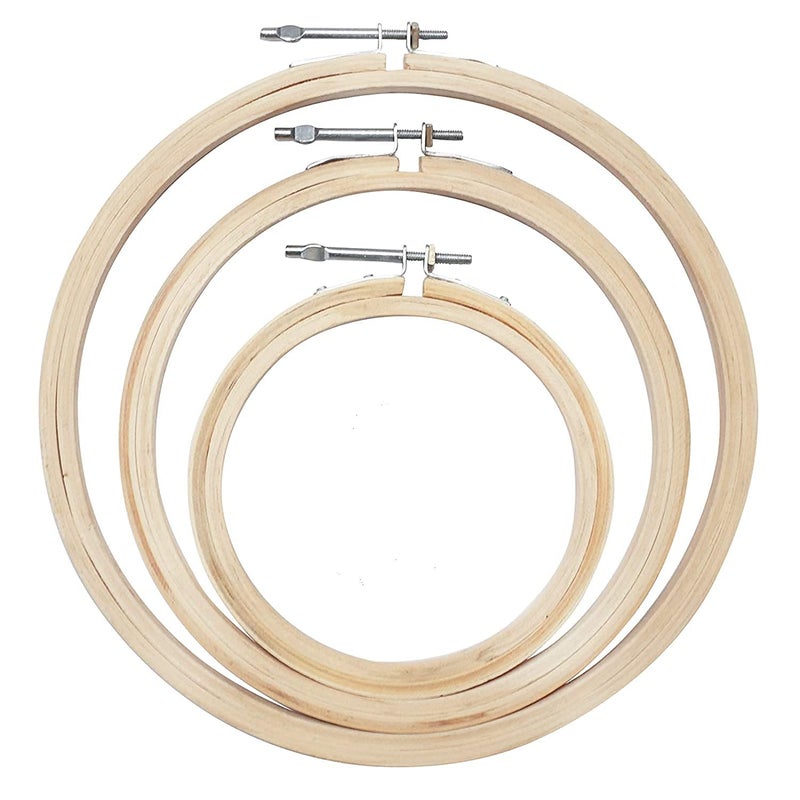 Homeistic Applience Homeistic Applience� Embroidery Accessories Wooden Hoop Ring 6, 7, 8 inch Number for Hand Work or Embroidery Work (Set of 3, Wooden)  - Image 1