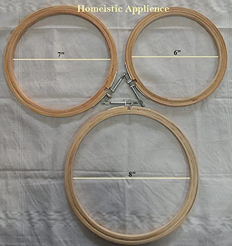 Homeistic Applience Homeistic Applience� Embroidery Accessories Wooden Hoop Ring 6, 7, 8 inch Number for Hand Work or Embroidery Work (Set of 3, Wooden)  - Image 2