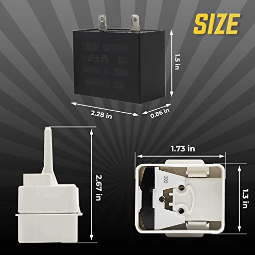 Seentech W10613606 Refrigerator Compressor Start Relay and Capacitor by Seentech - Compatible with Whirlpool, Kenmore, fridges. Replace Part Number: W10416065, PS8746522, 67003186 (2 Pack) - Image 4