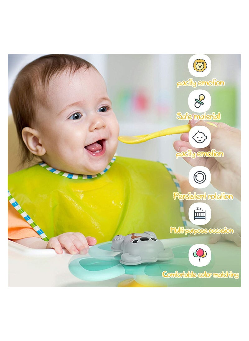 Y&D - Sucker Spin Toy for Baby, 3 Pcs Spinning Baby Cartoon Animal Top Girls Boys with Rustling Sound and Rotating Wind Leaves - Teething Toys | Bath - Image 1