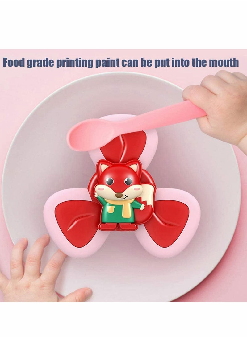 Y&D - Sucker Spin Toy for Baby, 3 Pcs Spinning Baby Cartoon Animal Top Girls Boys with Rustling Sound and Rotating Wind Leaves - Teething Toys | Bath - Image 1
