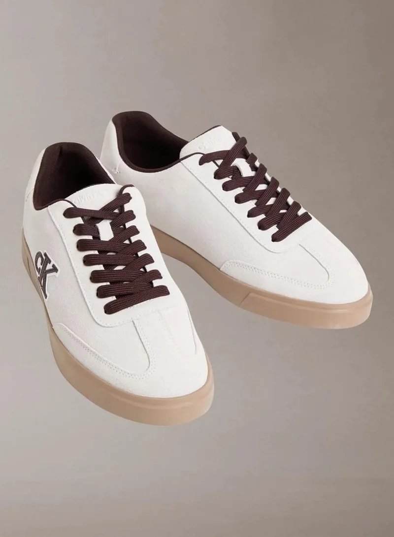 Calvin Klein White/Bordeaux Suede Low Profile Trainers for Men | Best Price UAE