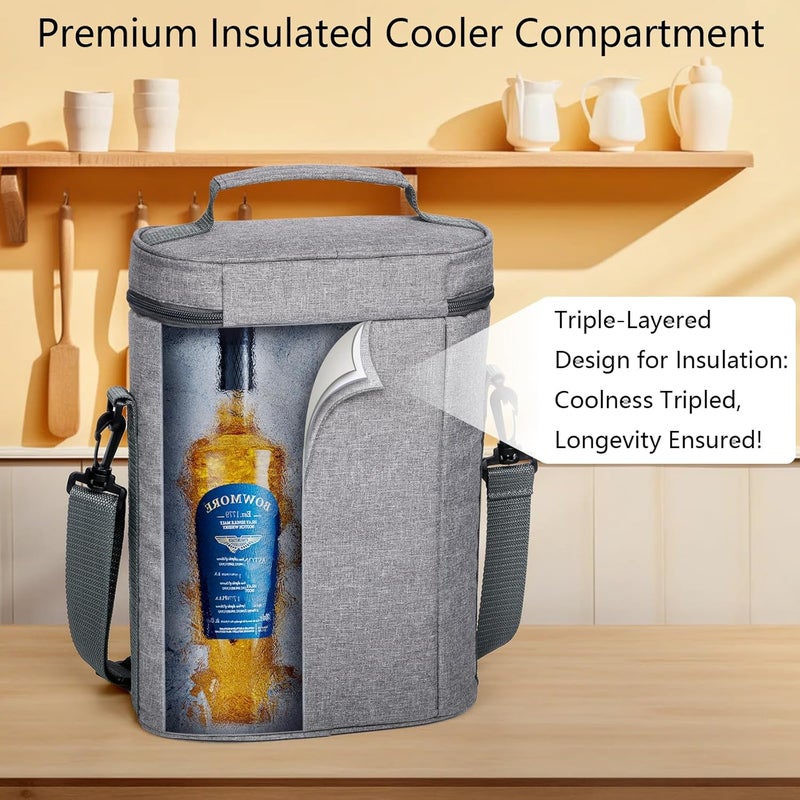 Hap Tim Wedding Gifts for Couples, Bridal Shower Gifts, Engagement Gifts for Newlyweds, Mr and Mrs gifts - Wine Cooler Bag Insulated Wine Carrier Tote with Tumblers, Bamboo Cheese Borad - Image 5