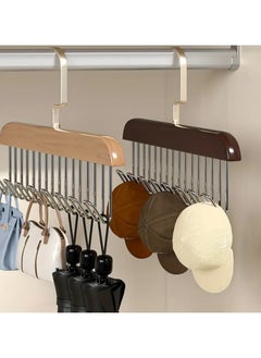 FALMER 1pc Wooden Hanger with 8 Metal Hooks, Suitable for Ties, Hats, Belts, Suspenders and Formal Wear, Soft Retro Decorative Wooden Hanger  - Image 2