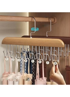 FALMER 1pc Wooden Hanger with 8 Metal Hooks, Suitable for Ties, Hats, Belts, Suspenders and Formal Wear, Soft Retro Decorative Wooden Hanger  - Image 3