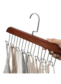 FALMER 1pc Wooden Hanger with 8 Metal Hooks, Suitable for Ties, Hats, Belts, Suspenders and Formal Wear, Soft Retro Decorative Wooden Hanger  - Image 4