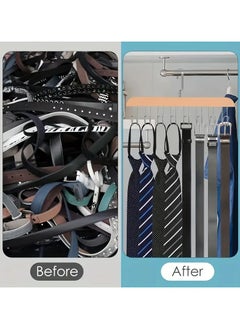 FALMER 1pc Wooden Hanger with 8 Metal Hooks, Suitable for Ties, Hats, Belts, Suspenders and Formal Wear, Soft Retro Decorative Wooden Hanger  - Image 5