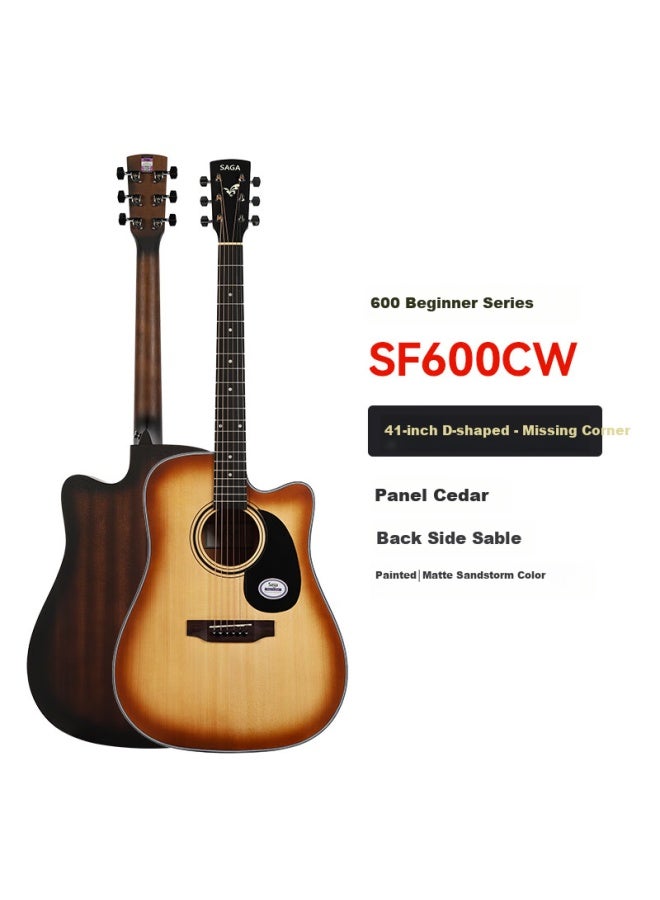 Saga Spruce Wood Sf600cw Desert Color Entry-level Acoustic Guitar, 41-inch Guitar, Recommended For Beginners, Gift Package Included, Teaching Material - Image 2