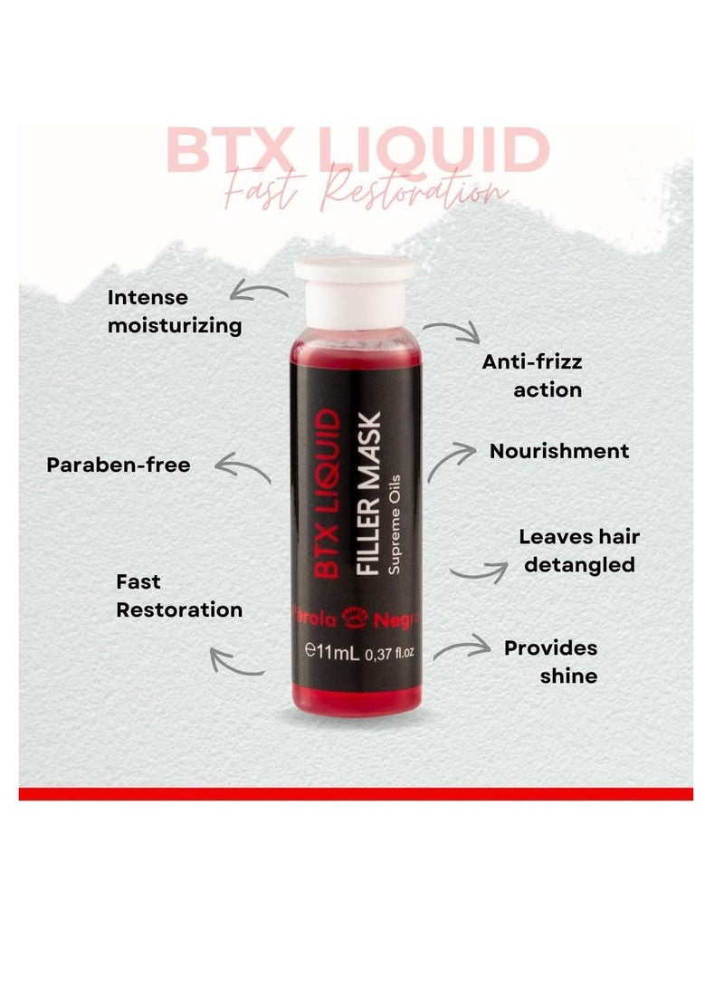 Perola Negra قناع ملء سائل بيراولا نيغرا بي تي إكس، استعادة سريعة، تغذية وإغلاق خيوط الشعر، علبة تحتوي على 4 أمبولات سعة 11 مل لكل منها - Image 4