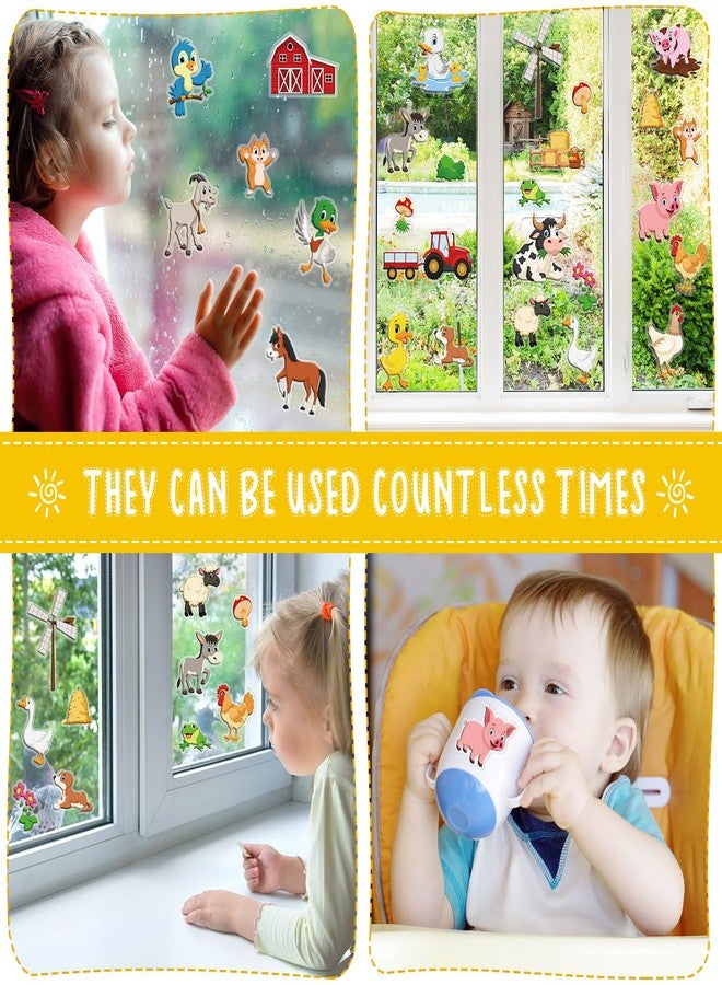 Seenelling 26 Pcs Farm Animal Gel Clings Thick Farm Window Gels Decals Reusable Animal Stickers Removable Jelly Cow Chicken Pig Duck Stickers Decorations for Window Refrigerator Classroom Party Decor - Image 4