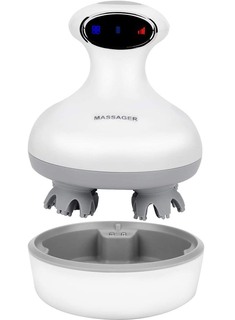 مدلك كهربائي لرأس فروة الرأس مع وضع الاهتزاز محمول باليد مع عجن أنسجة عميقة يحفز نمو الشعر ويطلق الإجهاد تدليك الجسم بالكامل للعضلات والكتف وآلام العجل - Image 2